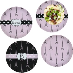 Eiffel Tower Set of 4 Glass Lunch / Dinner Plate 10" (Personalized)