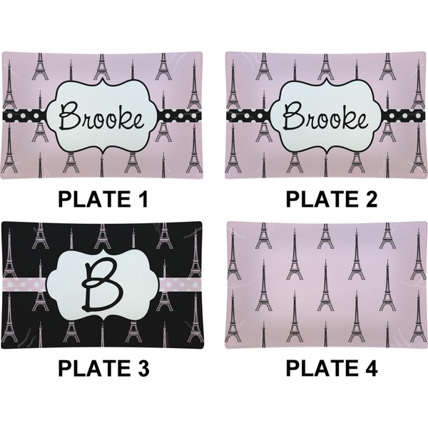 Eiffel Tower Set of Rectangular Dinner Plates (Approval)