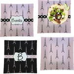 Eiffel Tower Set of 4 Glass Square Lunch / Dinner Plate 9.5" (Personalized)