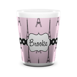 Eiffel Tower Ceramic Shot Glass - 1.5 oz - White - Set of 4 (Personalized)