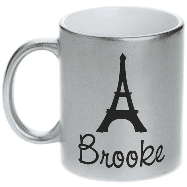 Custom Eiffel Tower Metallic Silver Mug (Personalized)