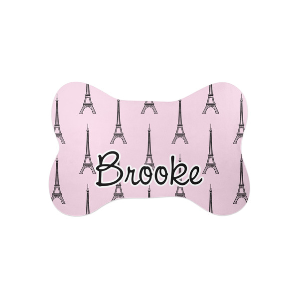 Custom Eiffel Tower Bone Shaped Dog Food Mat (Small) (Personalized)