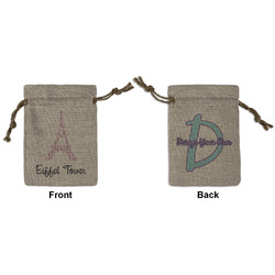 Eiffel Tower Small Burlap Gift Bag - Front & Back (Personalized)