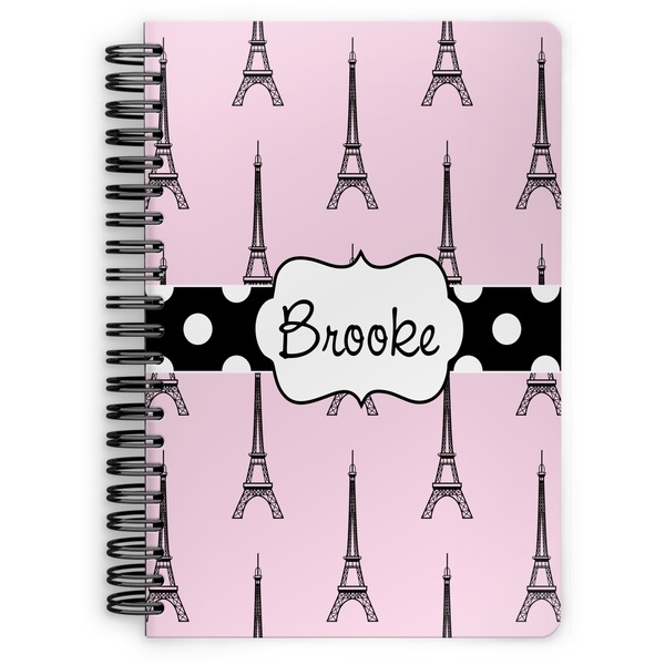 Custom Eiffel Tower Spiral Notebook - 7x10 w/ Name or Text