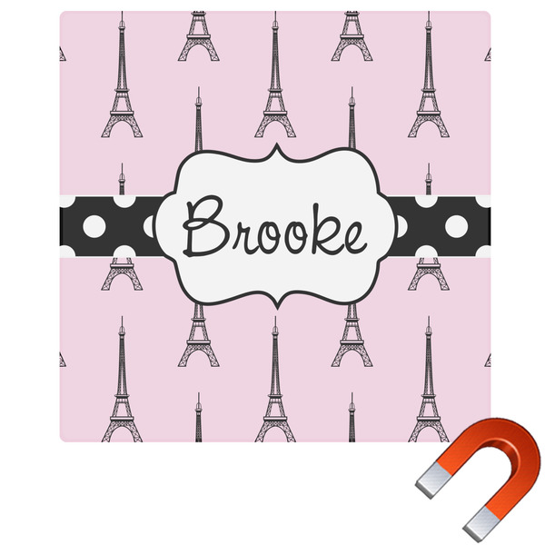 Custom Eiffel Tower Square Car Magnet - 6" (Personalized)
