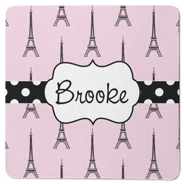 Custom Eiffel Tower Square Rubber Backed Coaster (Personalized)