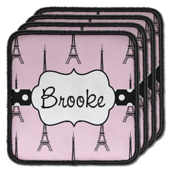 Eiffel Tower Iron On Square Patches - Set of 4 w/ Name or Text