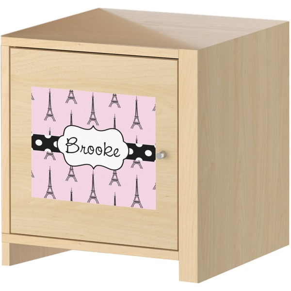 Eiffel Tower Square Wall Decal on Wooden Cabinet