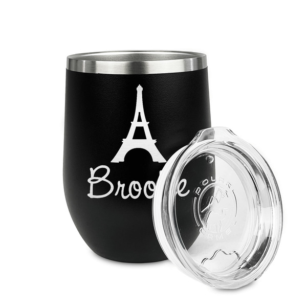 Eiffel Tower Stainless Wine Tumblers - Black - Single Sided - Alt View