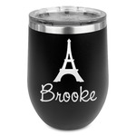 Eiffel Tower Stemless Stainless Steel Wine Tumbler - Black - Single Sided (Personalized)
