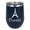 Eiffel Tower Stemless Stainless Steel Wine Tumbler - Navy - Double Sided (Personalized)