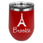 Eiffel Tower Stemless Stainless Steel Wine Tumbler - Red - Double Sided (Personalized)