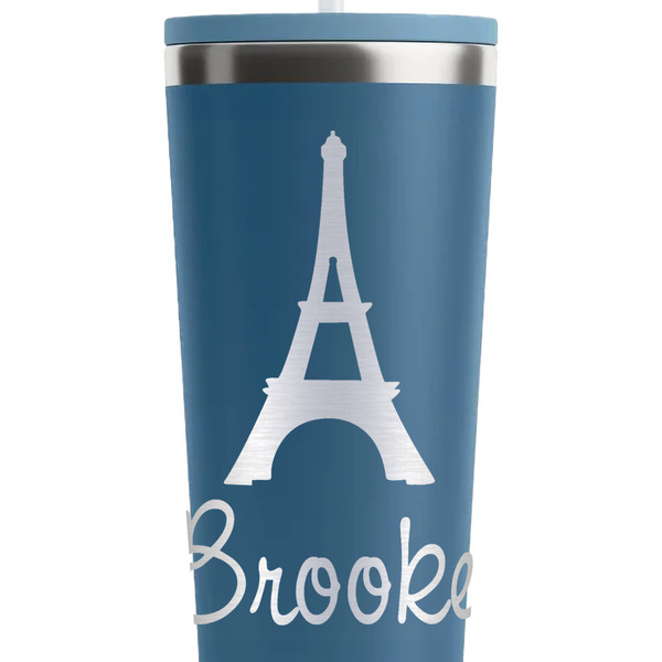 Eiffel Tower Steel Blue RTIC Everyday Tumbler - 28 oz. - Close Up