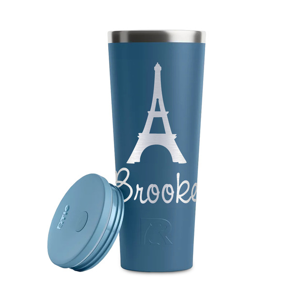 Eiffel Tower Steel Blue RTIC Everyday Tumbler - 28 oz. - Lid Off