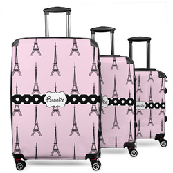 Eiffel Tower 3 Piece Luggage Set - 20" Carry On, 24" Medium Checked, 28" Large Checked (Personalized)