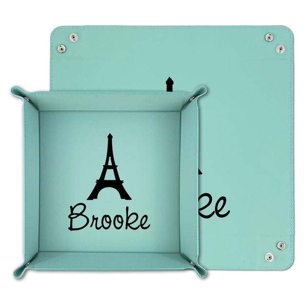 Eiffel Tower Teal Faux Leather Valet Trays - PARENT MAIN