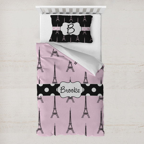 Custom Eiffel Tower Toddler Bedding w/ Name or Text