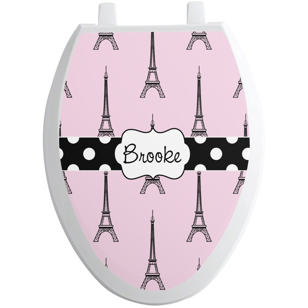 Custom Eiffel Tower Toilet Seat Decal - Elongated (Personalized)