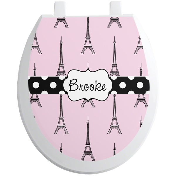 Custom Eiffel Tower Toilet Seat Decal - Round (Personalized)
