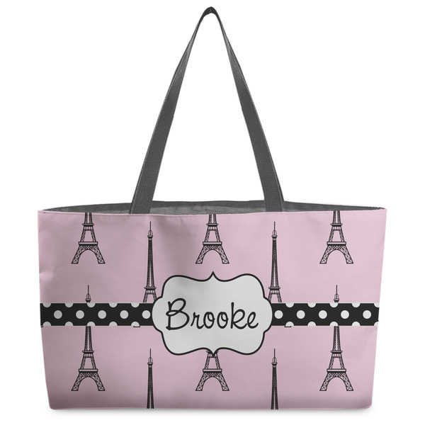 Custom Eiffel Tower Beach Totes Bag - w/ Black Handles (Personalized)
