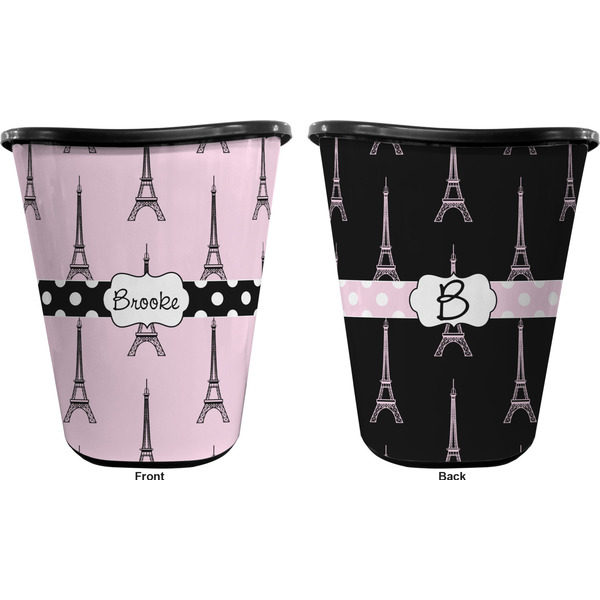 Eiffel Tower Trash Can Black - Front and Back - Apvl