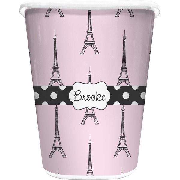Custom Eiffel Tower Waste Basket - Single Sided (White) (Personalized)