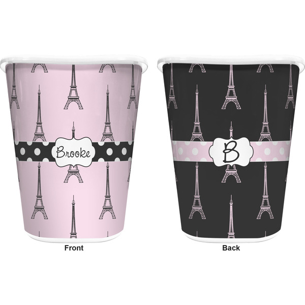 Eiffel Tower Trash Can White - Front and Back - Apvl