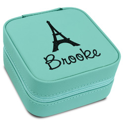Eiffel Tower Travel Jewelry Box - Teal Leather (Personalized)
