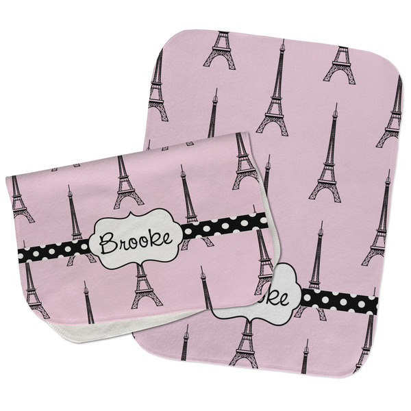 Eiffel Tower Two Rectangle Burp Cloths - Open & Folded