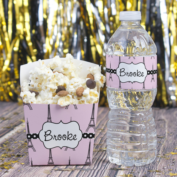 Eiffel Tower Water Bottle Label - w/ Favor Box