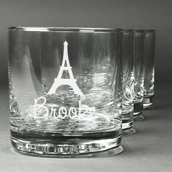 Custom Eiffel Tower Whiskey Glasses (Set of 4) (Personalized)