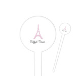 Eiffel Tower 4" Round Plastic Food Picks - White - Double Sided (Personalized)