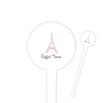 Eiffel Tower 4" Round Plastic Food Picks - White - Single Sided (Personalized)