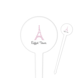 Eiffel Tower 4" Round Plastic Food Picks - White - Single Sided (Personalized)