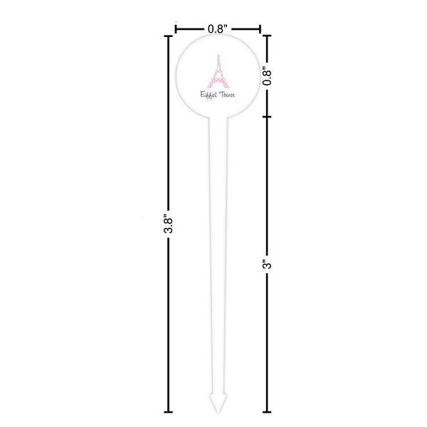 Eiffel Tower White Plastic 4" Food Pick - Round - Dimensions