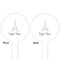 Eiffel Tower White Plastic 4" Food Pick - Round - Double Sided - Front & Back