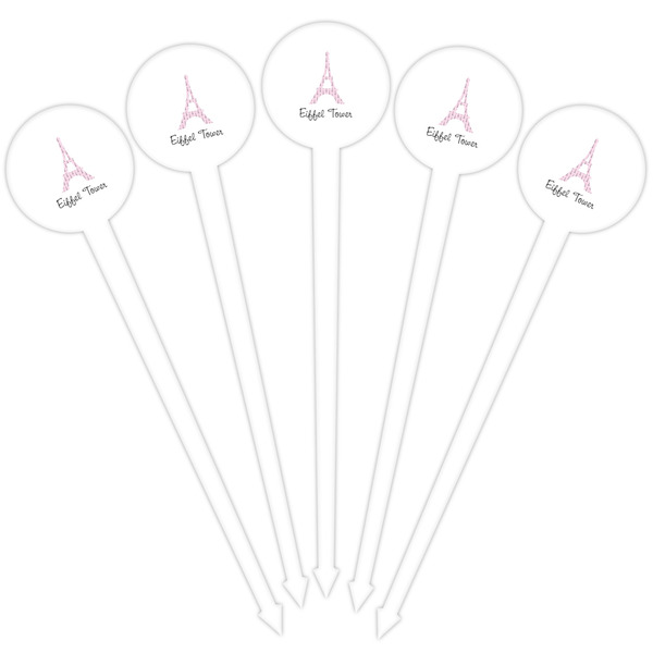 Eiffel Tower White Plastic 4" Food Pick - Round - Fan View