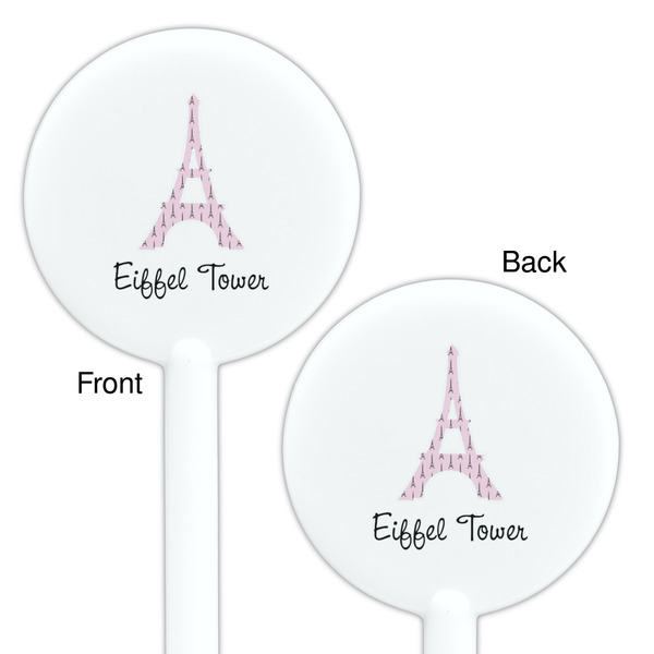 Eiffel Tower White Plastic 5.5" Stir Stick - Double Sided - Round - Front & Back