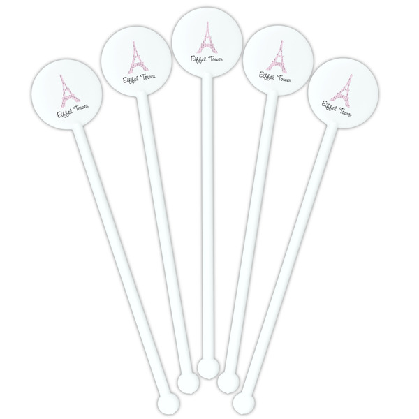 Eiffel Tower White Plastic 5.5" Stir Stick - Fan View