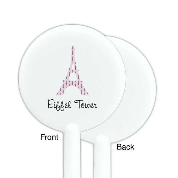 Eiffel Tower White Plastic 5.5" Stir Stick - Single Sided - Round - Front & Back