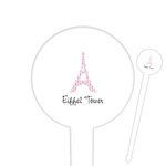 Eiffel Tower 6" Round Plastic Food Picks - White - Single Sided (Personalized)