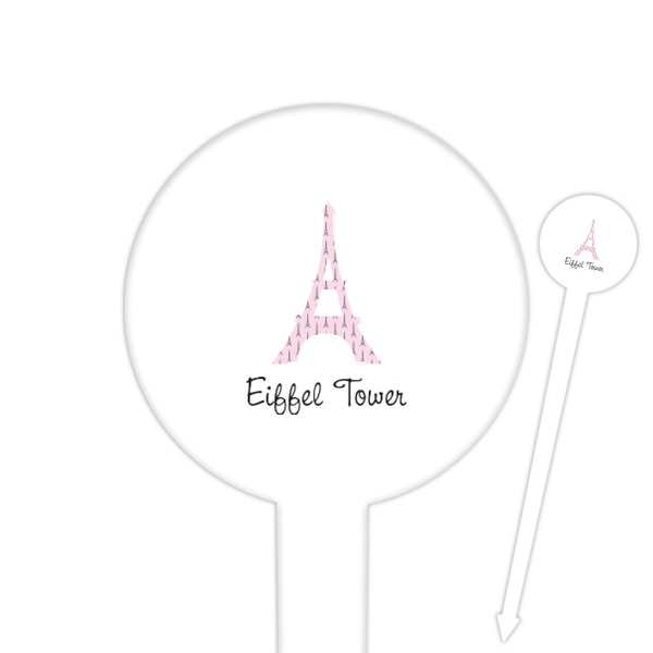 Custom Eiffel Tower 6" Round Plastic Food Picks - White - Single Sided (Personalized)