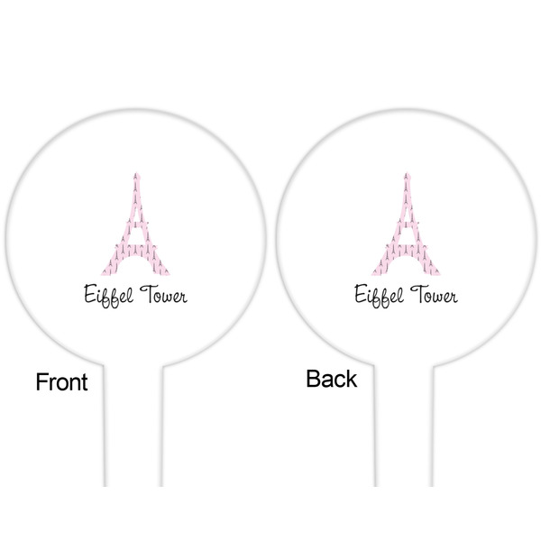 Eiffel Tower White Plastic 6" Food Pick - Round - Double Sided - Front & Back