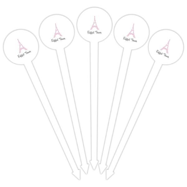 Eiffel Tower White Plastic 6" Food Pick - Round - Fan View