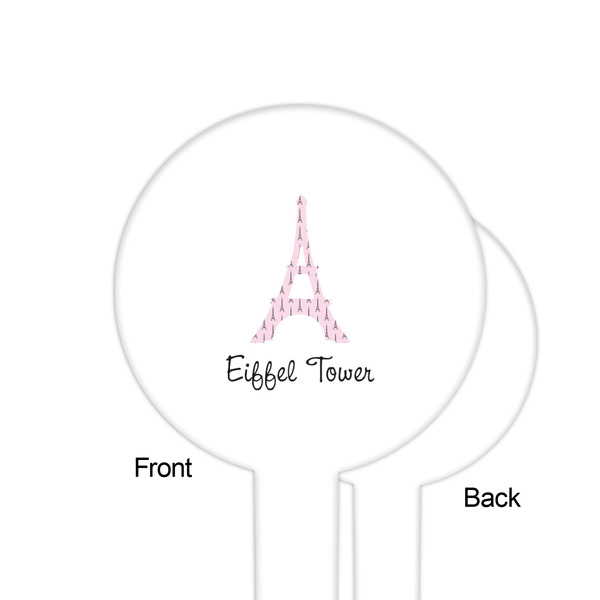 Eiffel Tower White Plastic 6" Food Pick - Round - Single Sided - Front & Back