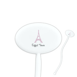 Eiffel Tower 7" Oval Plastic Stir Sticks - White - Single Sided (Personalized)