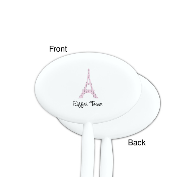 Eiffel Tower White Plastic 7" Stir Stick - Single Sided - Oval - Front & Back