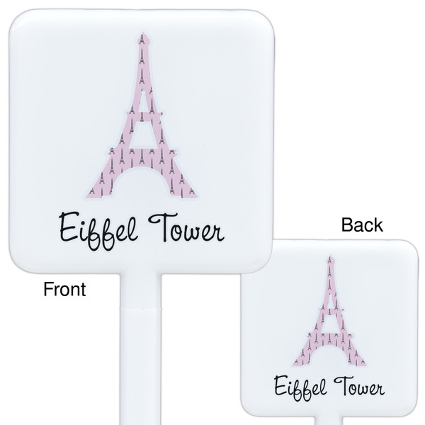 Eiffel Tower White Plastic Stir Stick - Double Sided - Approval