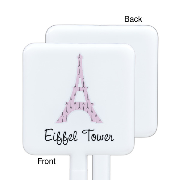 Eiffel Tower White Plastic Stir Stick - Single Sided - Square - Approval
