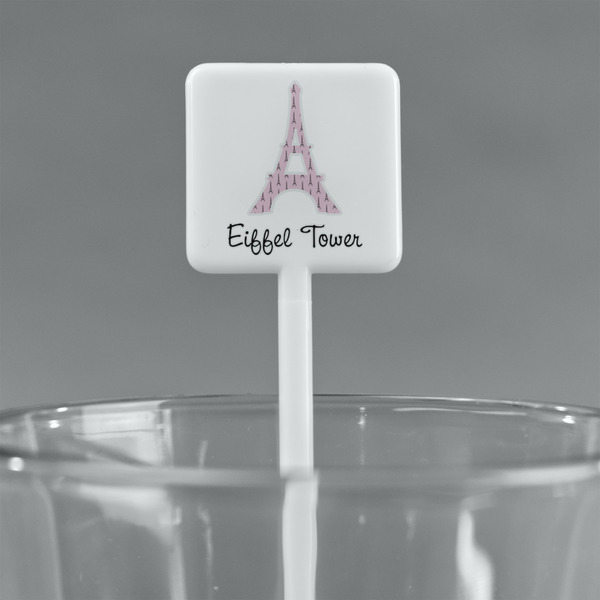 Eiffel Tower White Plastic Stir Stick - Square - Main